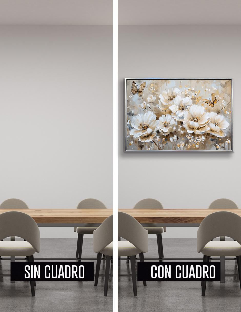 Pintura Plata Gazanias con Mariposas Canvas Polioleo técnica polioleo 3