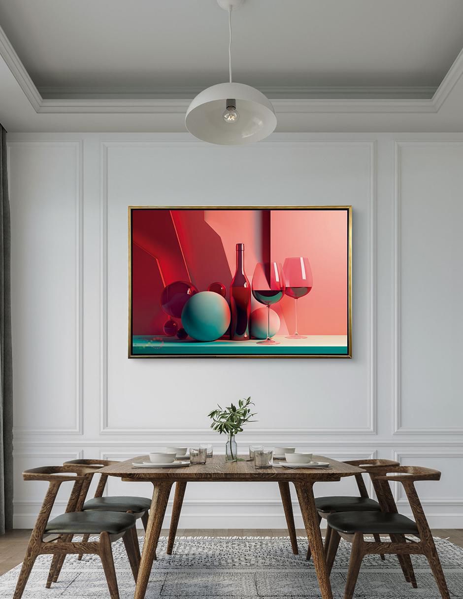 Pintura Figuras Geométricas Minimalistas Canvas Polioleo Calidad Premium técnica impresión Comedor 2