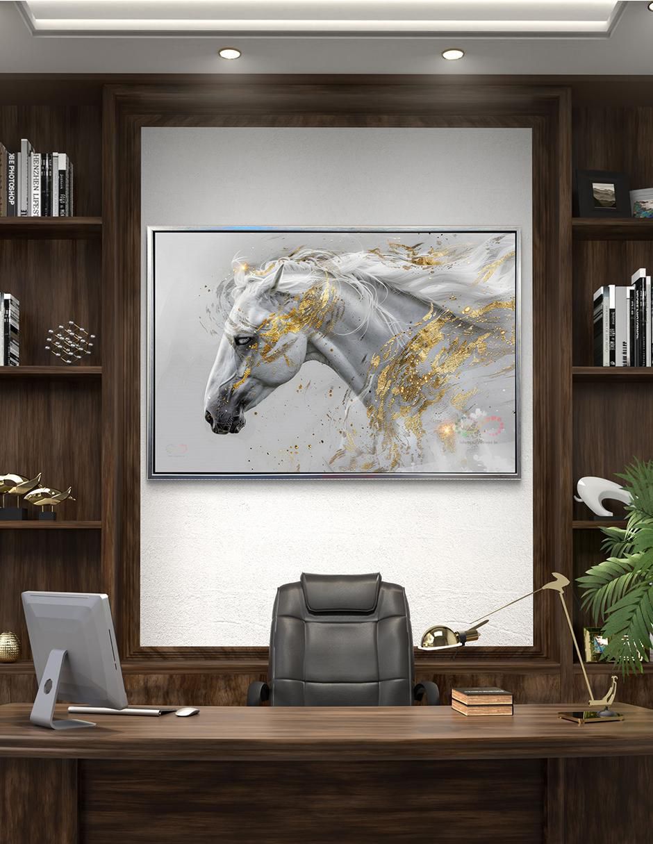 Pintura Caballo blanco técnica impresión al óleo 2