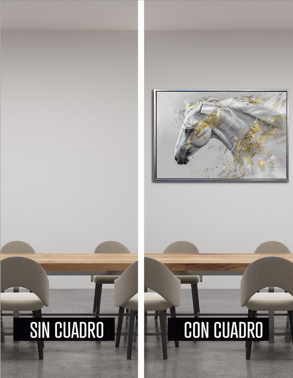 Pintura Caballo blanco técnica impresión al óleo 3