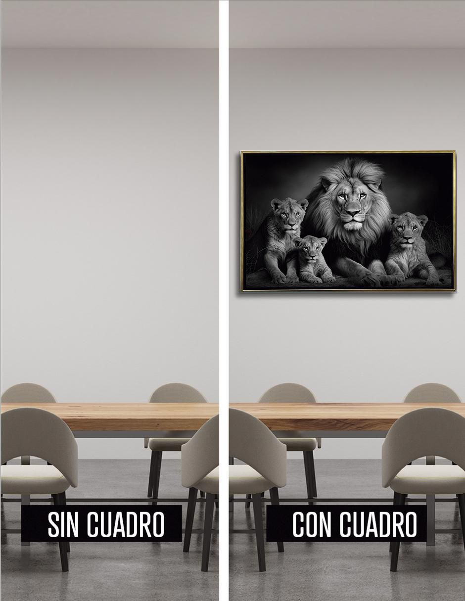 Pintura Rey Leon Blanco y Negro técnica Impresión Premium 3