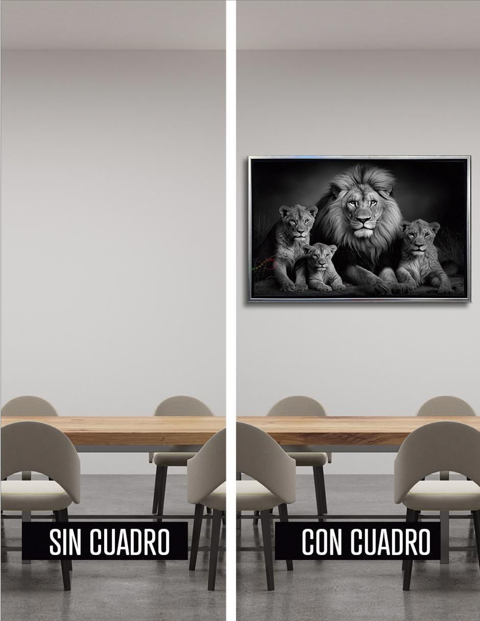 Pintura Familia Rey Leon Blanco y Negro técnica Impresión Premium 2