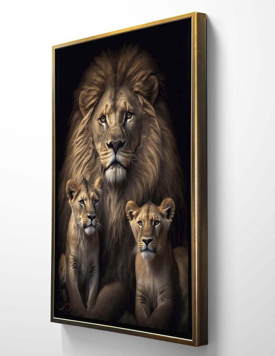 Pintura León y cachorros técnica impresión
