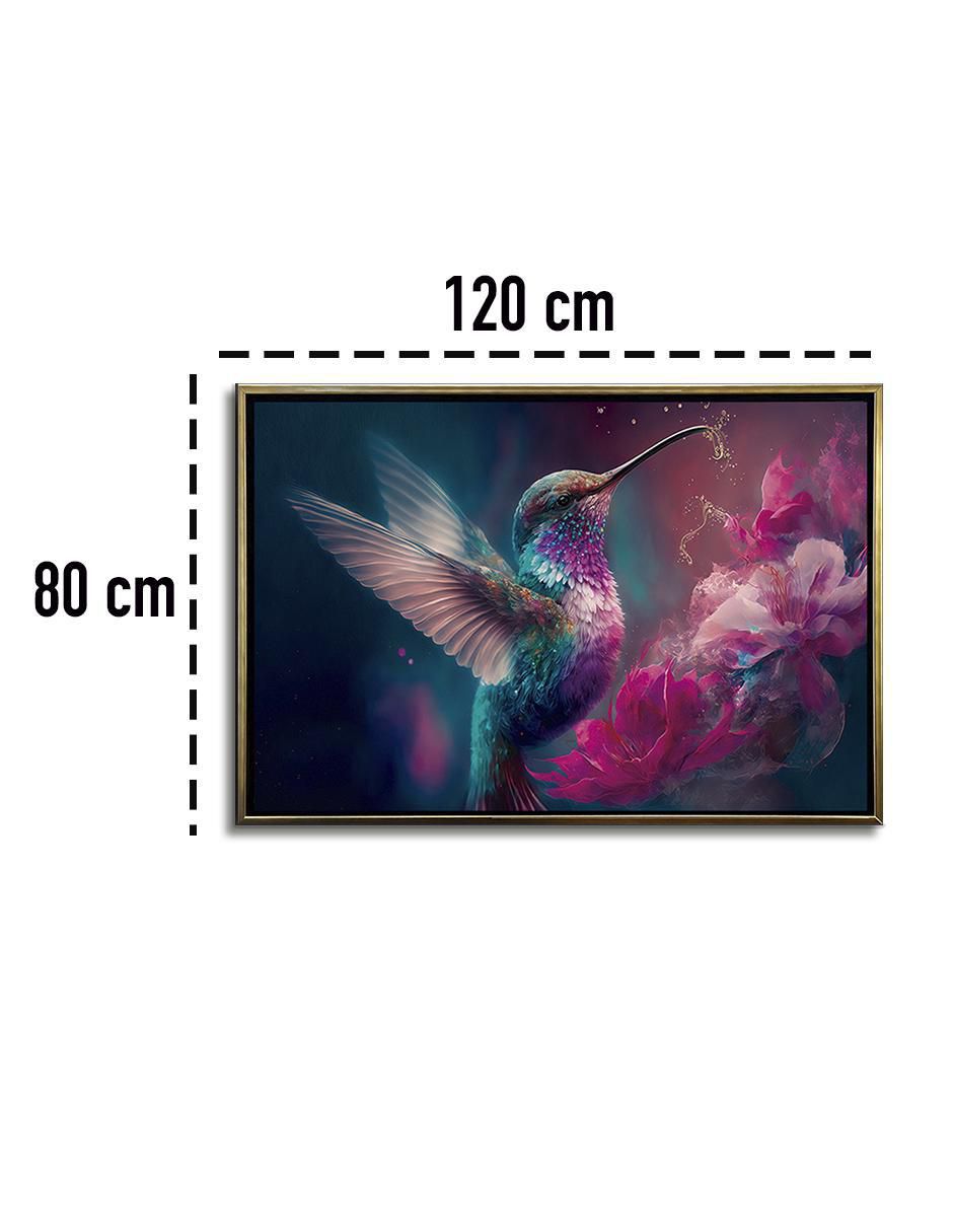 Pintura Colibrí Mágico con Flores técnica impresión Premium 6