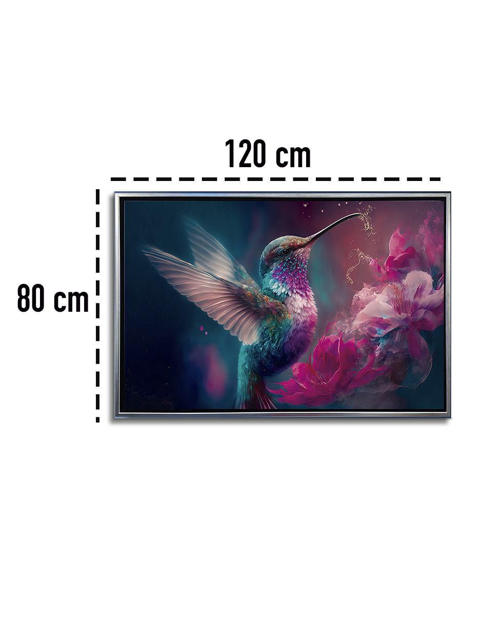 Pintura Colibrí Mágico con Flores técnica impresión Premium 6
