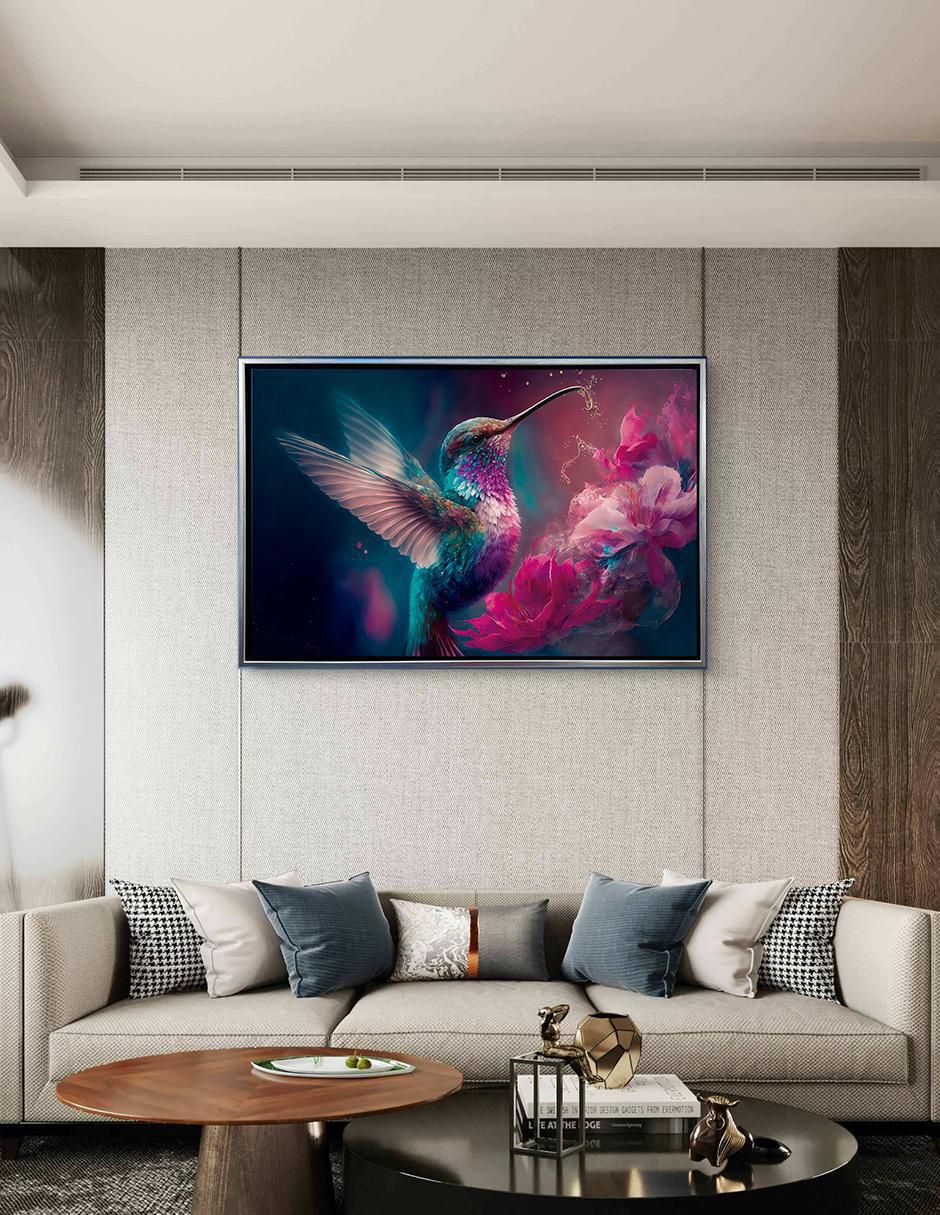 Pintura Colibrí Mágico con Flores técnica impresión Premium 5