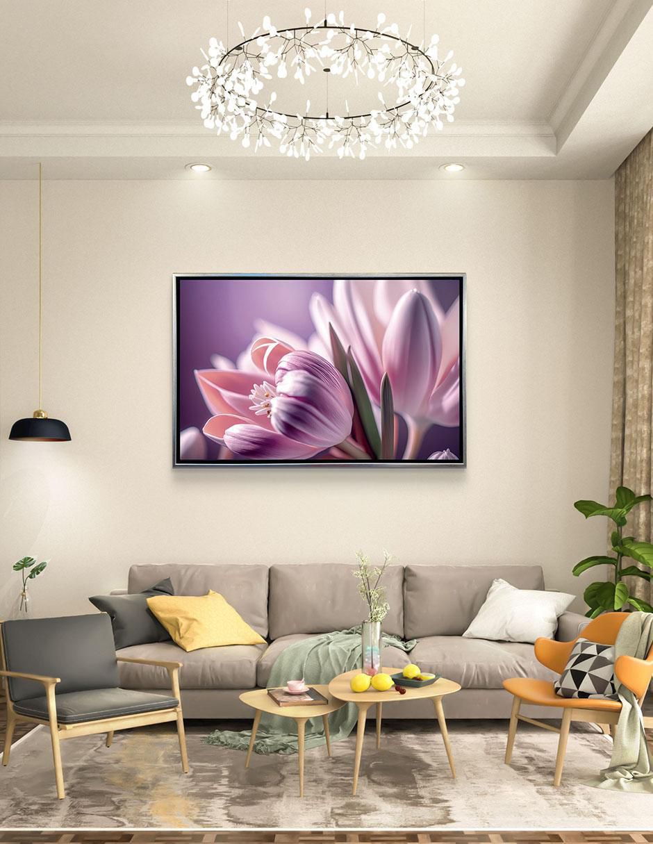 Pintura cuadro decorativo Tulipanes Lilas técnica impresión Premium 3