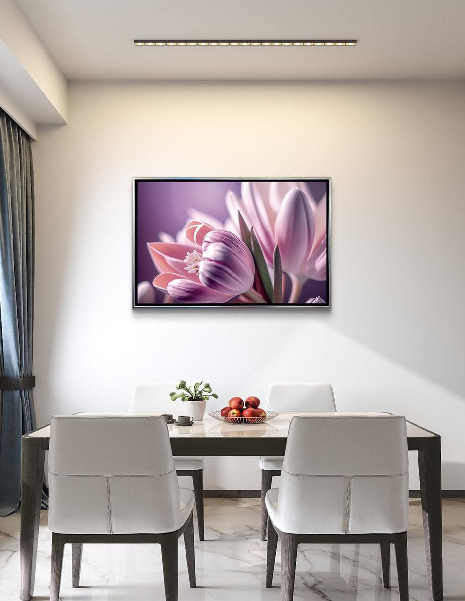 Pintura cuadro decorativo Tulipanes Lilas técnica impresión Premium 4