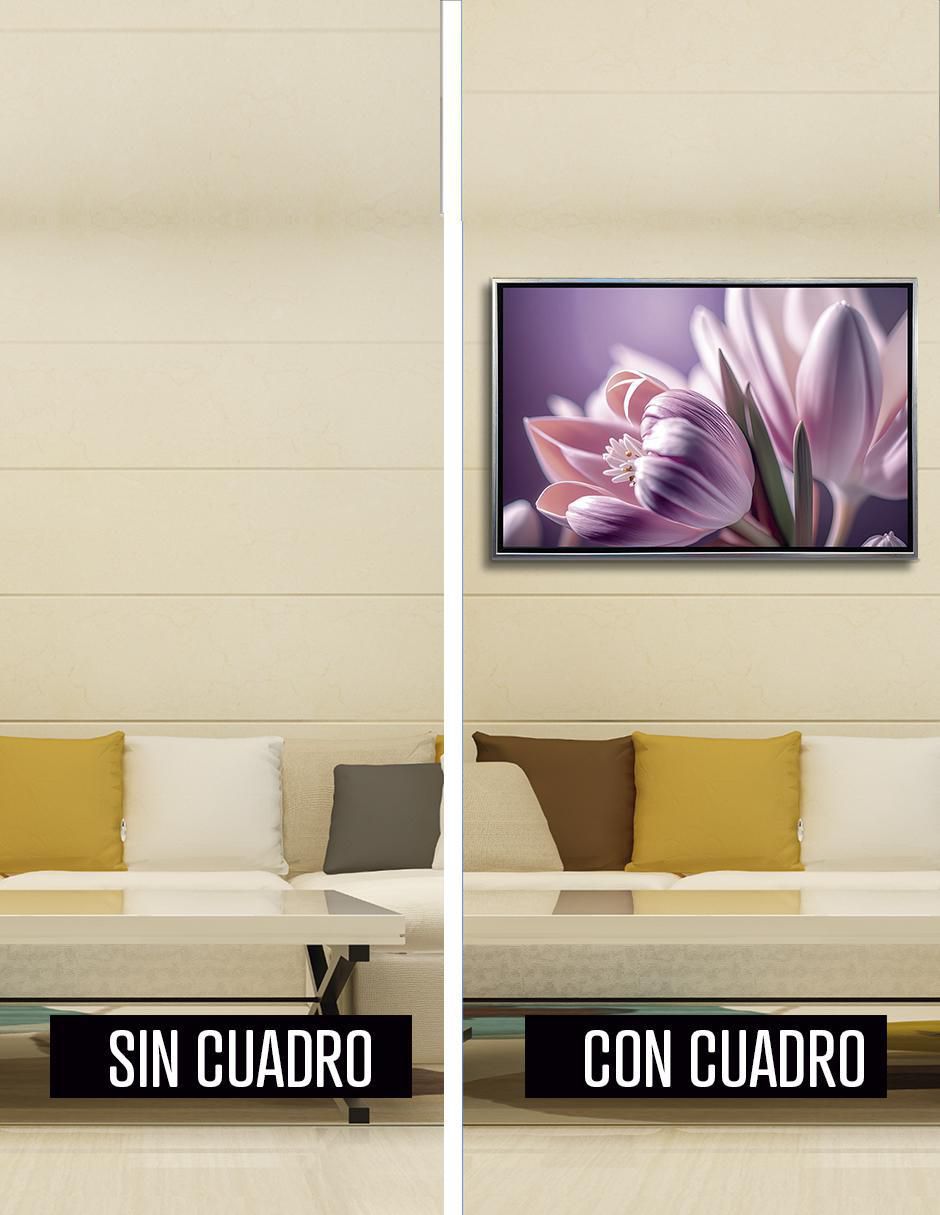 Pintura cuadro decorativo Tulipanes Lilas técnica impresión Premium 5