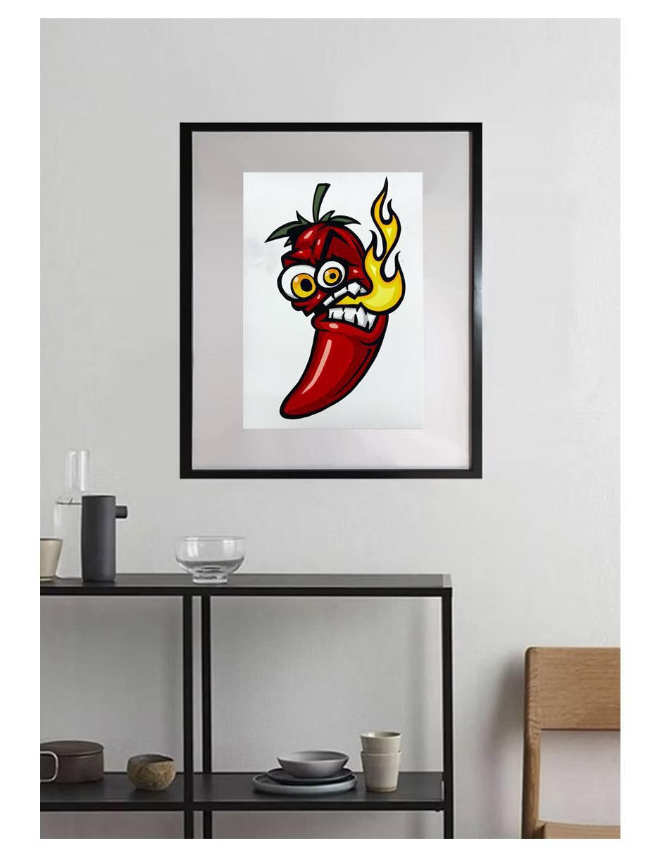 Pintura Aquí mis chiles técnica acrílico Pop 2