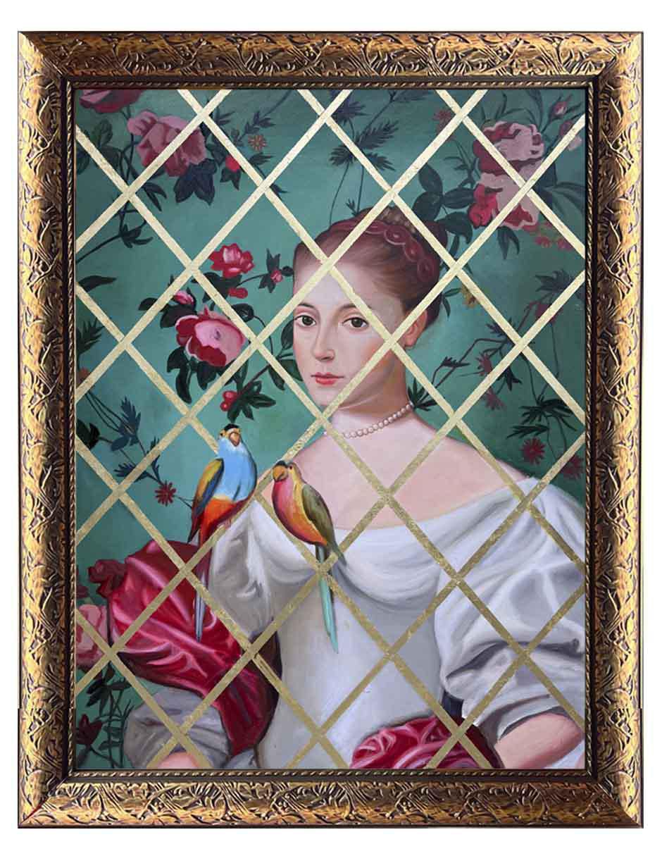Pintura Jaula de Oro técnica óleo Art