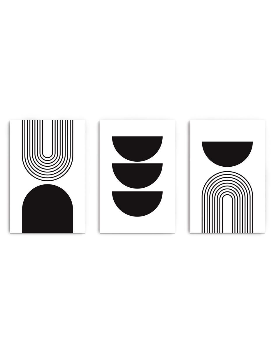 Cuadro decorativo Set de Formas Minimalistas en Negro con Barniz a Registro Cuadro decorativo Set de Formas Minimalistas en Negro con Barniz a Registro