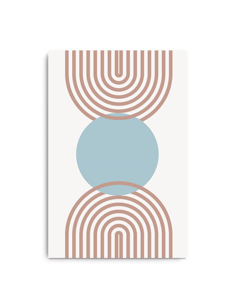 Cuadro decorativo formas minimalista en azul con barniz a registro
