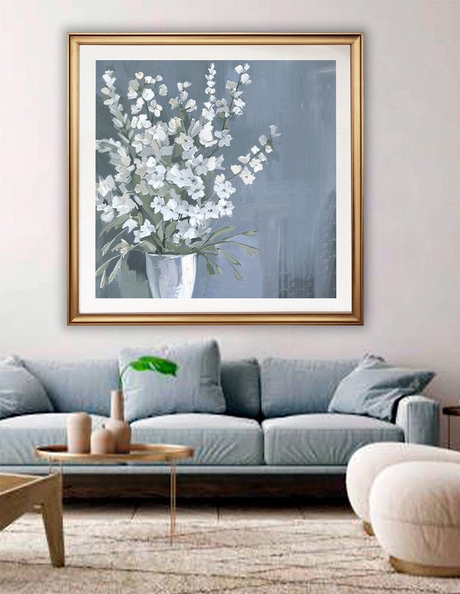 Litografía Flores blancas técnica impresión 4
