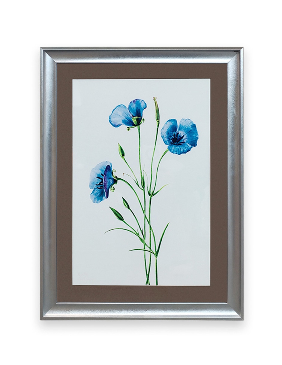 Litografía Flores azul técnica impresión
