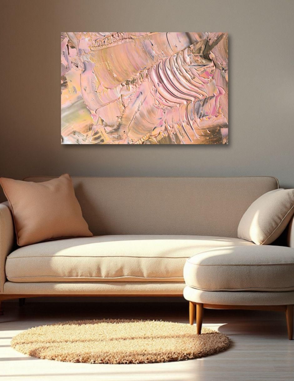 Cuadro decorativo abstracto ocre rosado 5