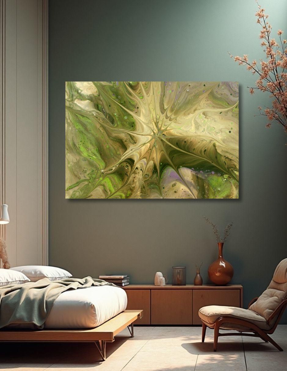 Cuadro decorativo abstracto verde musgo 5