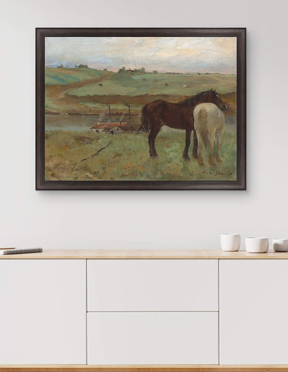Cuadro decorativo Caballos en Un Prado de Edgar Degas técnica mixta 2