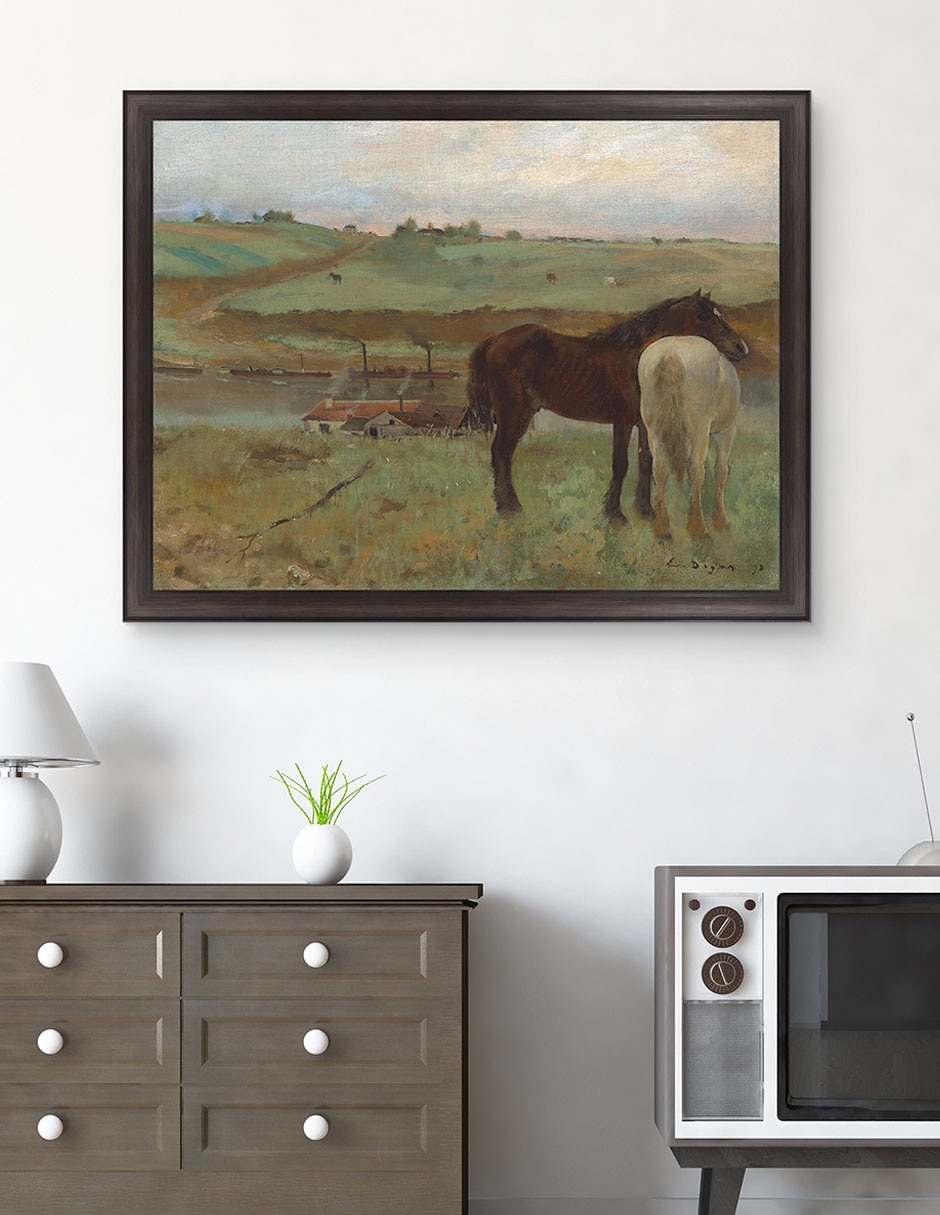 Cuadro decorativo Caballos en Un Prado de Edgar Degas técnica mixta 3