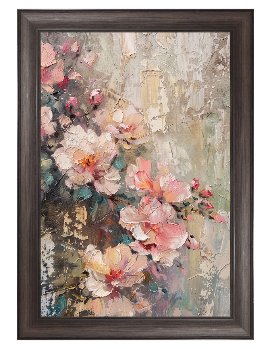 Cuadro decorativo Flores Ruborizadas técnica mixta