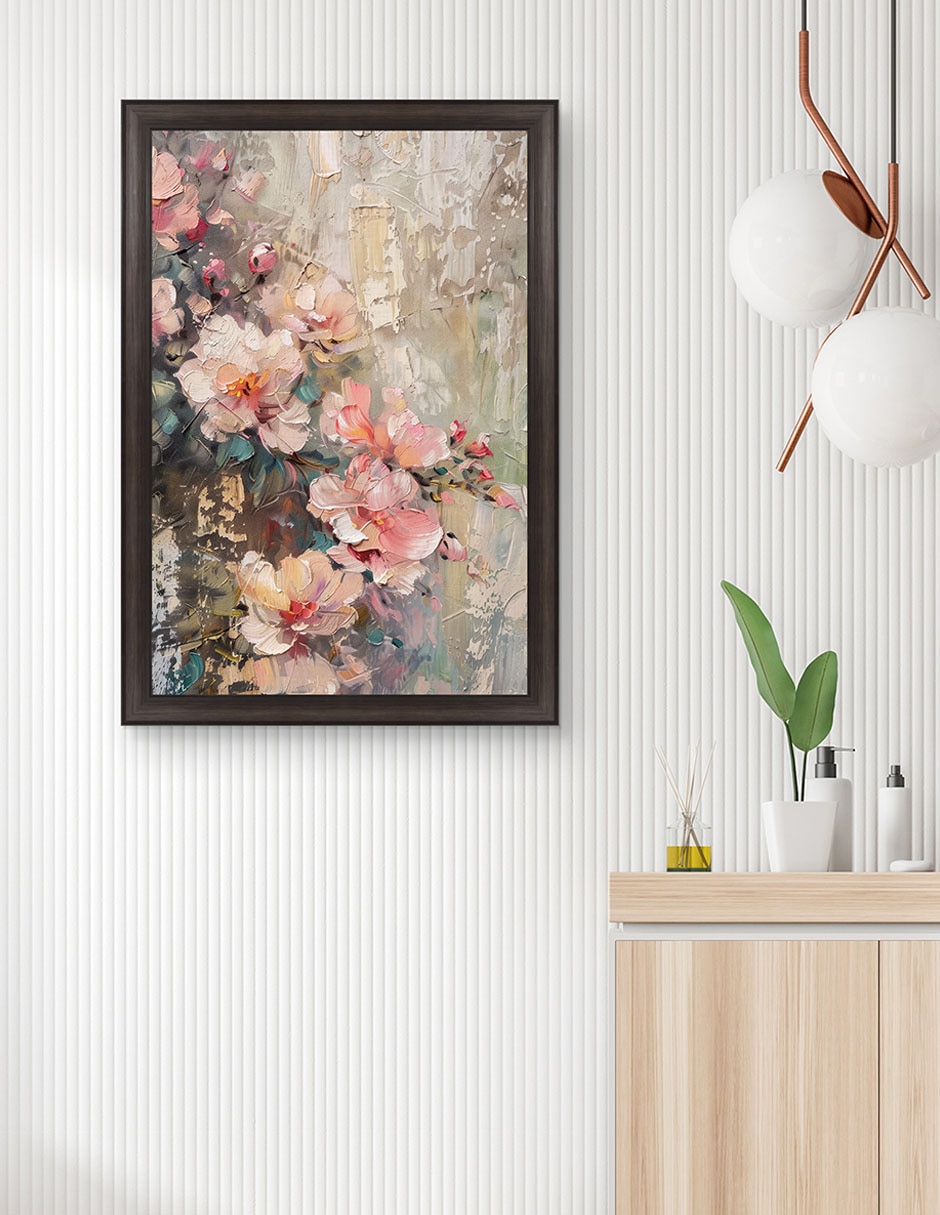 Cuadro decorativo Flores Ruborizadas técnica mixta 2