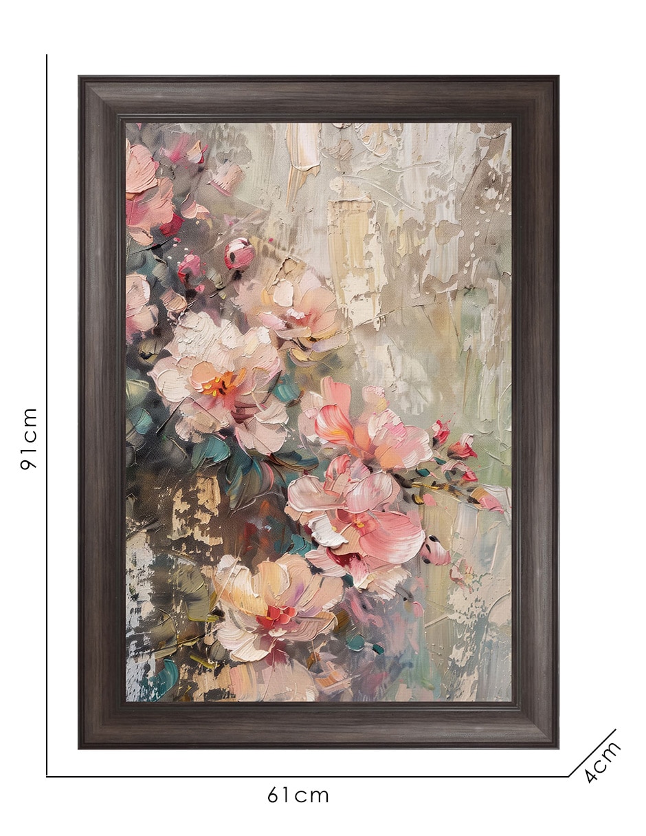 Cuadro decorativo Flores Ruborizadas técnica mixta 8
