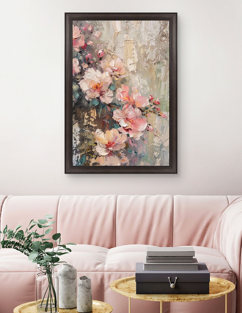 Cuadro decorativo Flores Ruborizadas técnica mixta 4