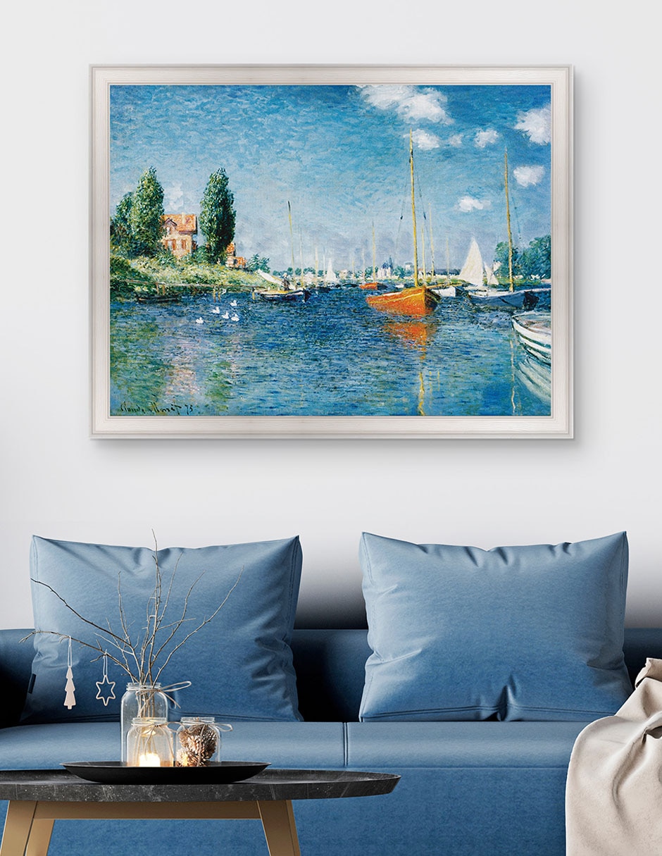 Cuadro decorativo Barcos Rojos en Argenteuil por Claude Monet técnica mixta 2