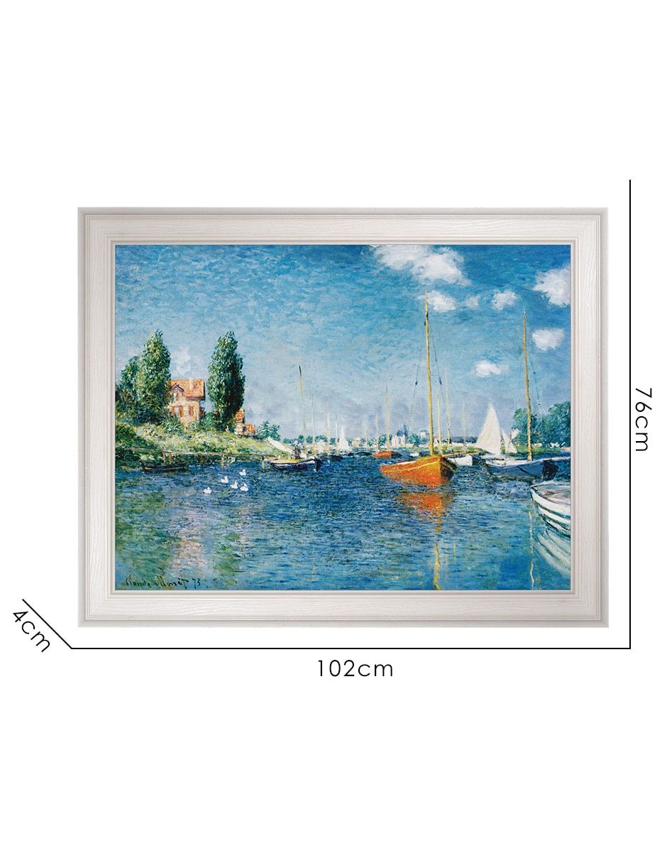 Cuadro decorativo Barcos Rojos en Argenteuil por Claude Monet técnica mixta 8