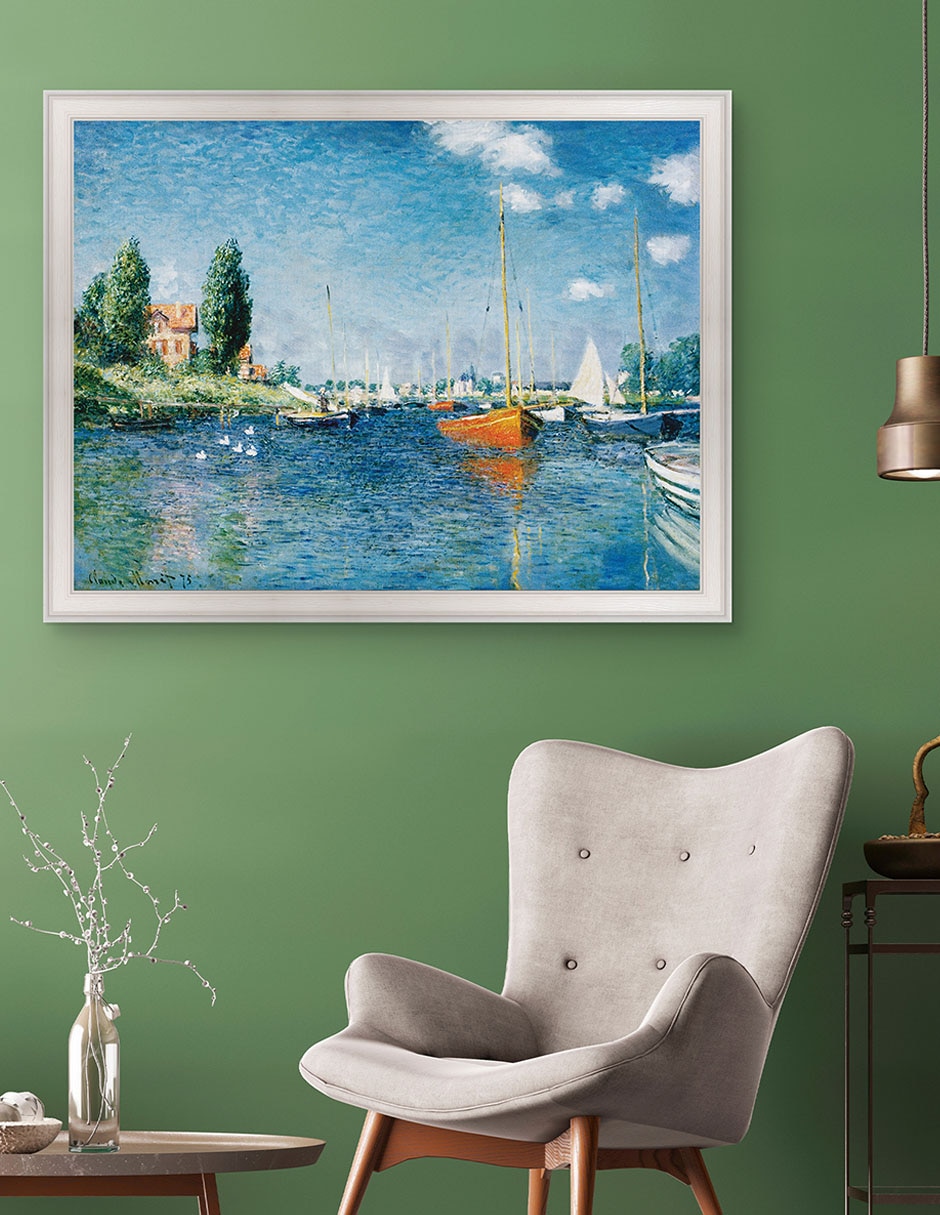Cuadro decorativo Barcos Rojos en Argenteuil por Claude Monet técnica mixta 3
