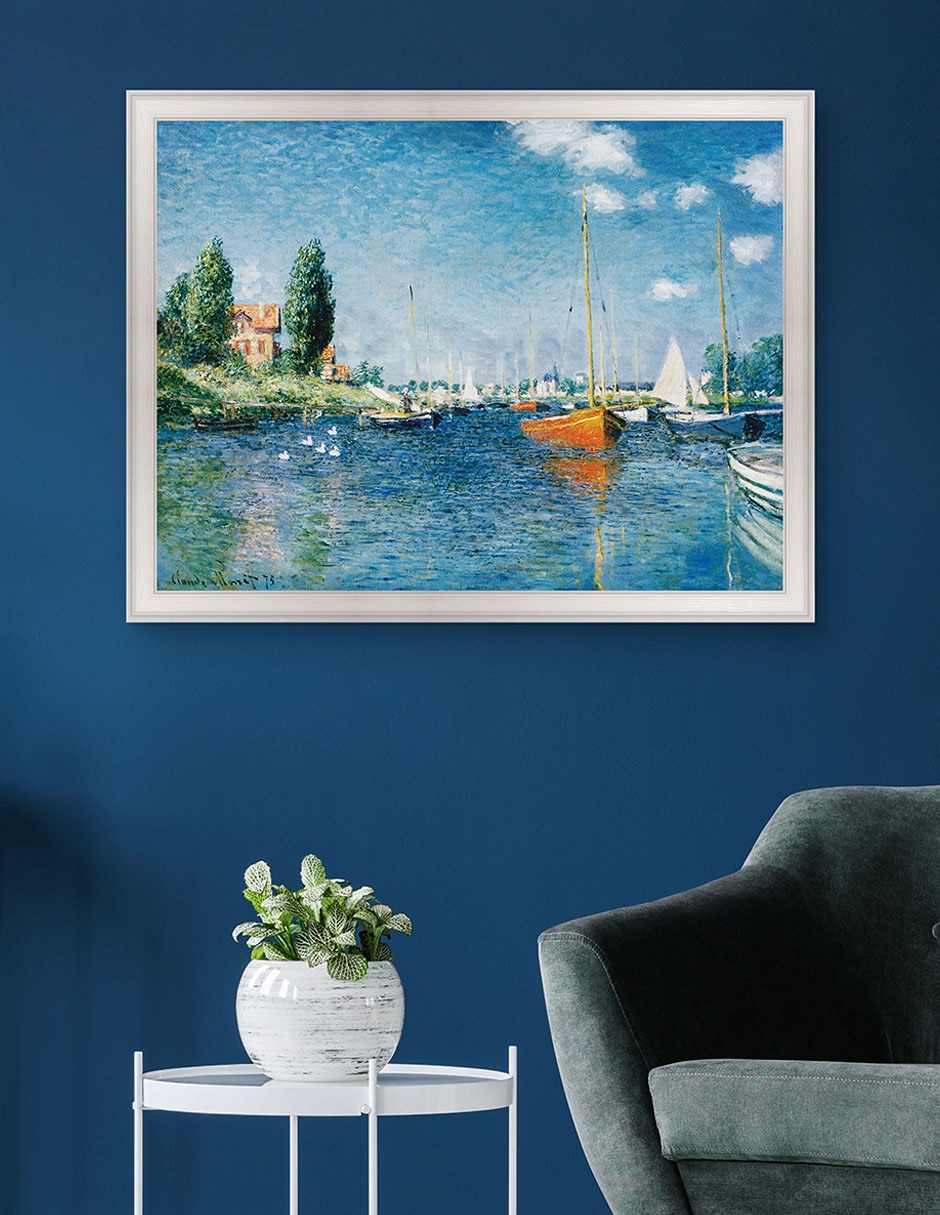 Cuadro decorativo Barcos Rojos en Argenteuil por Claude Monet técnica mixta 4