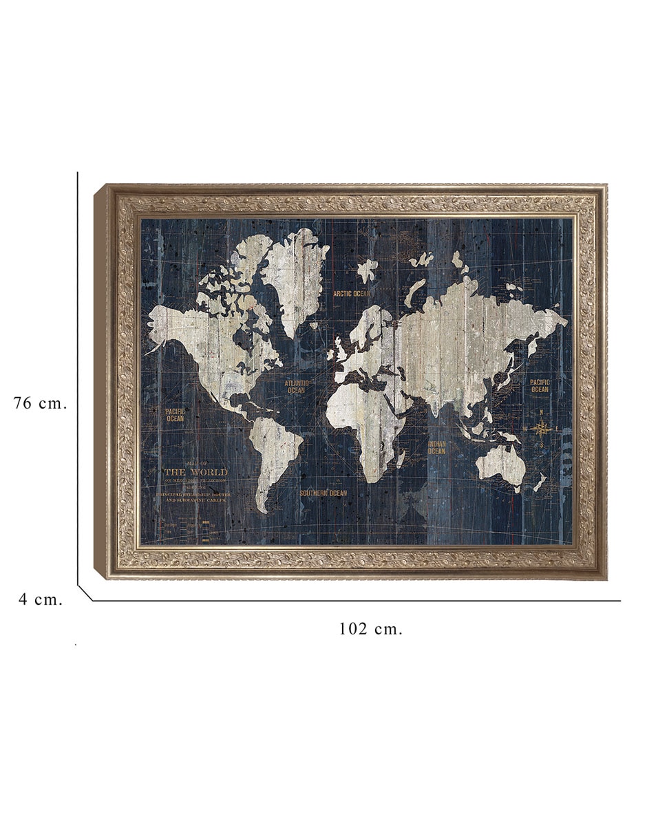 Cuadro decorativo Enmarcado- Mapa del Viejo Mundo azul v2 de Wild Apple Portfolio mixta 8