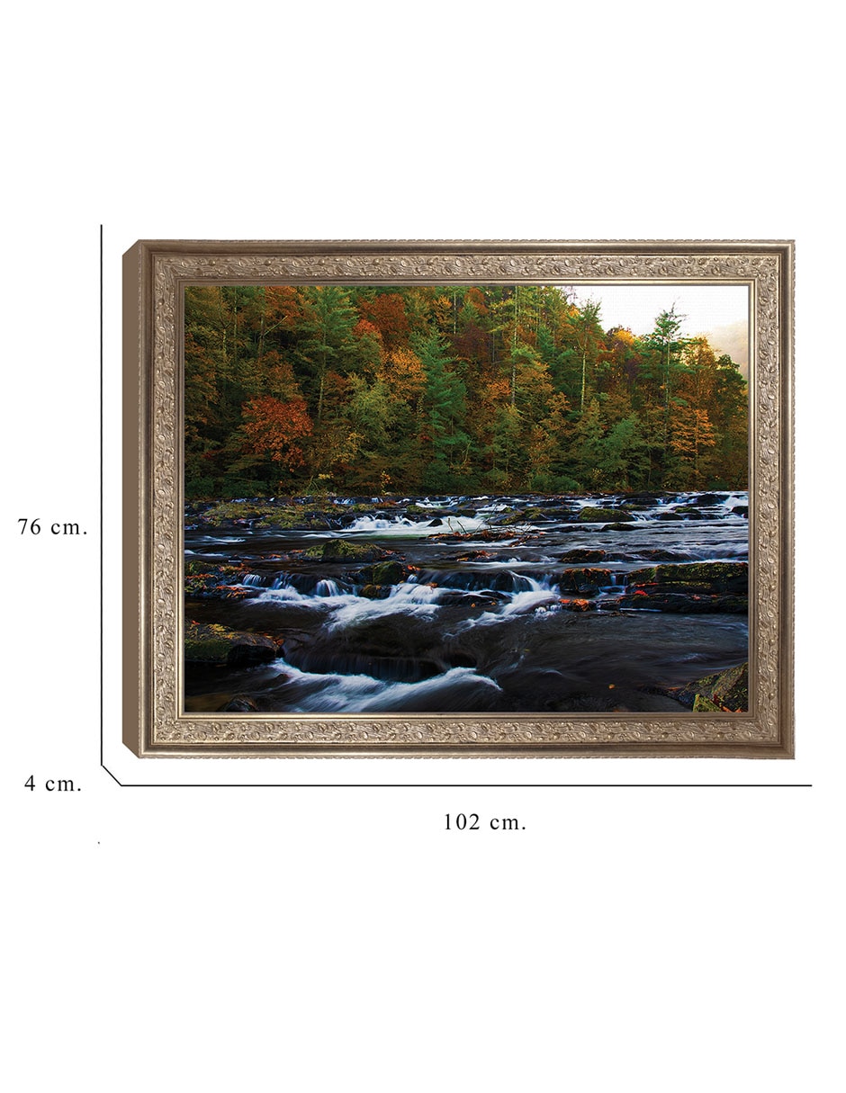 Cuadro decorativo enmarcado- otoño en el río tellico de andy crawford técnica mixta 2
