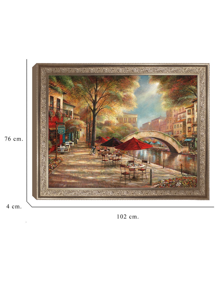 Cuadro decorativo enmarcado- encanto del paseo del río de ruane manning técnica mixta 8