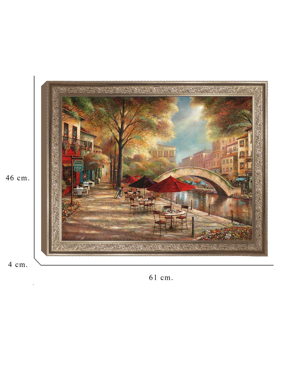 Cuadro decorativo enmarcado- encanto del paseo del río de ruane manning técnica mixta 2
