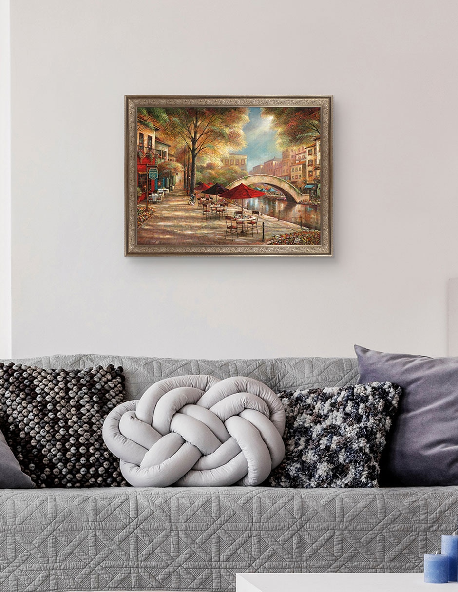 Cuadro decorativo enmarcado- encanto del paseo del río de ruane manning técnica mixta 5