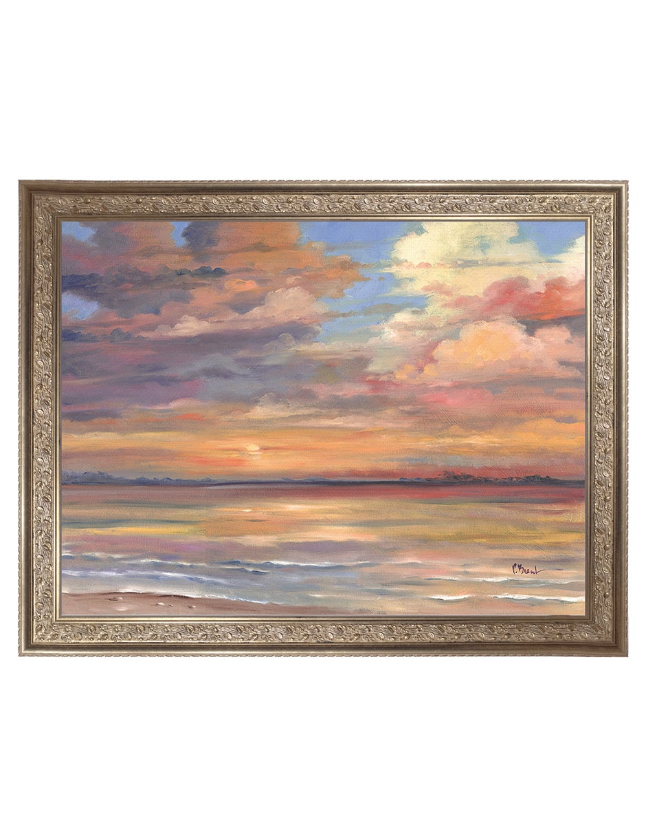 Cuadro decorativo enmarcado- atardecer en isla coral de paul brent técnica mixta Cuadro decorativo enmarcado- atardecer en isla coral de paul brent técnica mixta