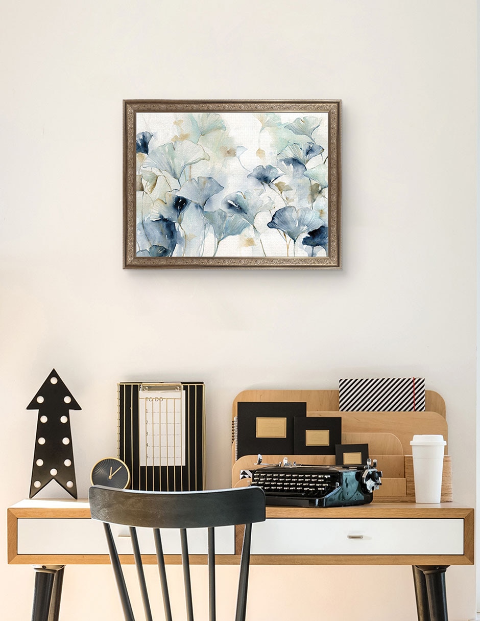Cuadro decorativo enmarcado- ginkgo en esplendor de carol robinson técnica mixta 3