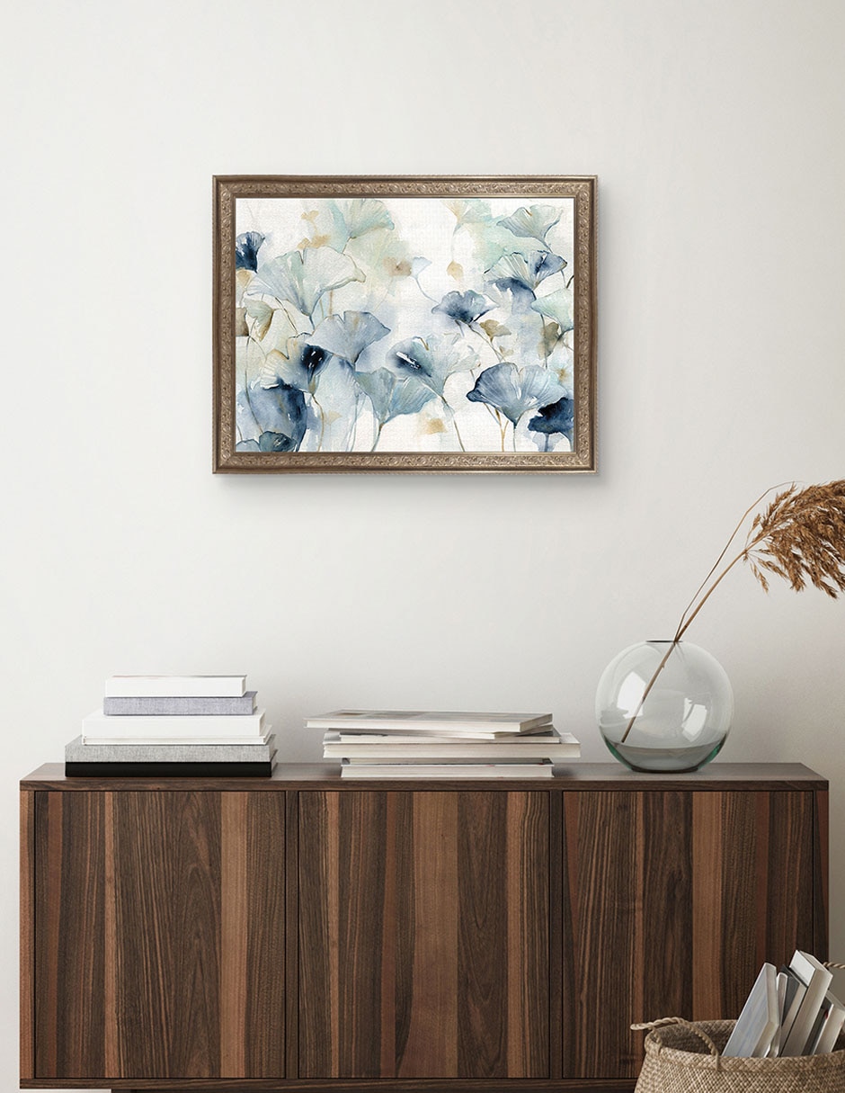 Cuadro decorativo enmarcado- ginkgo en esplendor de carol robinson técnica mixta 4