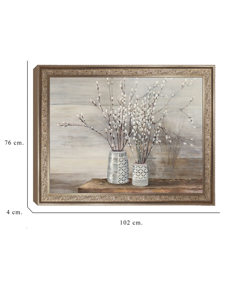 Cuadro decorativo enmarcado- naturaleza muerta de mimbre gatuno con diseños de julia purinton técnica mixta 2