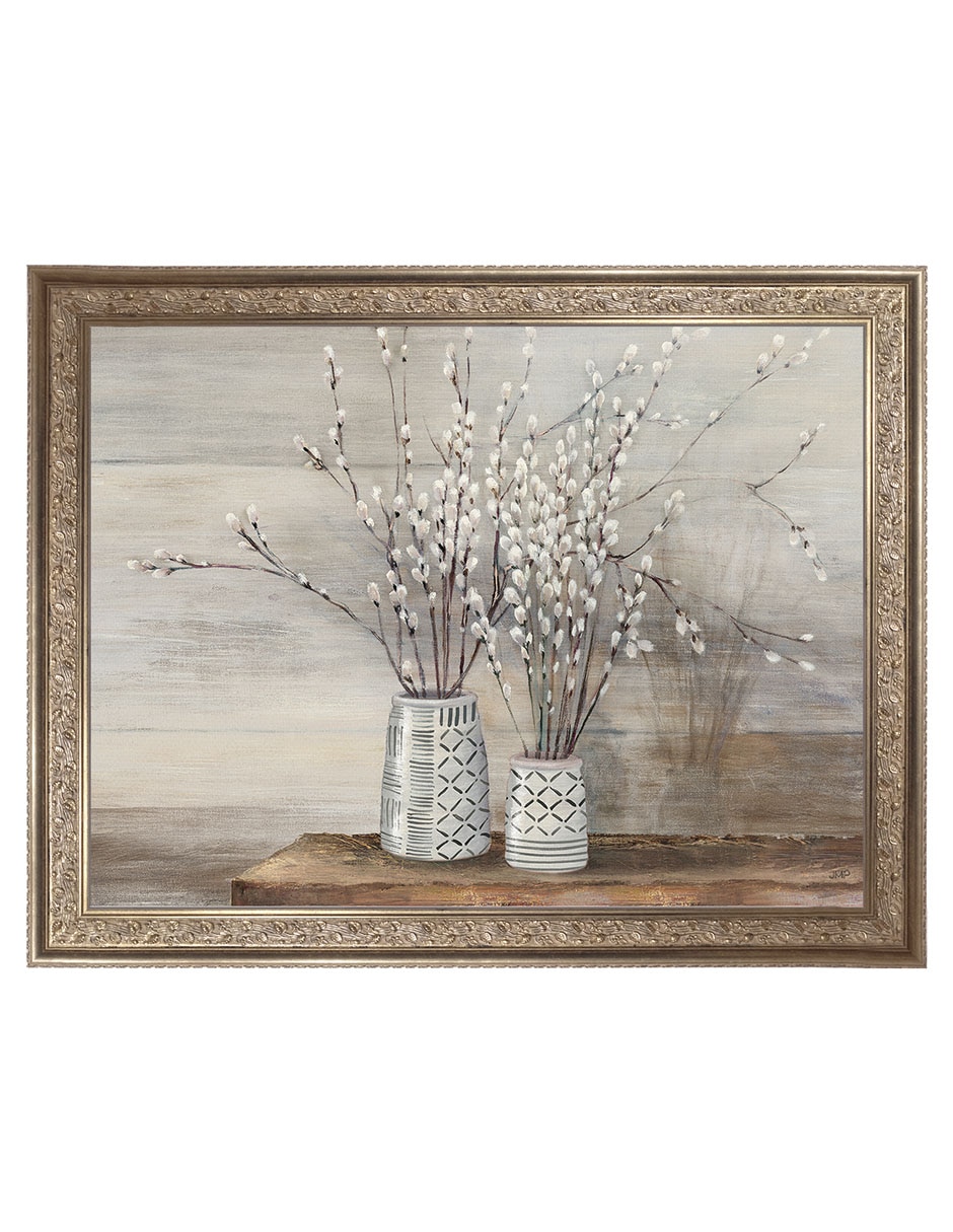 Cuadro decorativo enmarcado- naturaleza muerta de mimbre gatuno con diseños de julia purinton técnica mixta