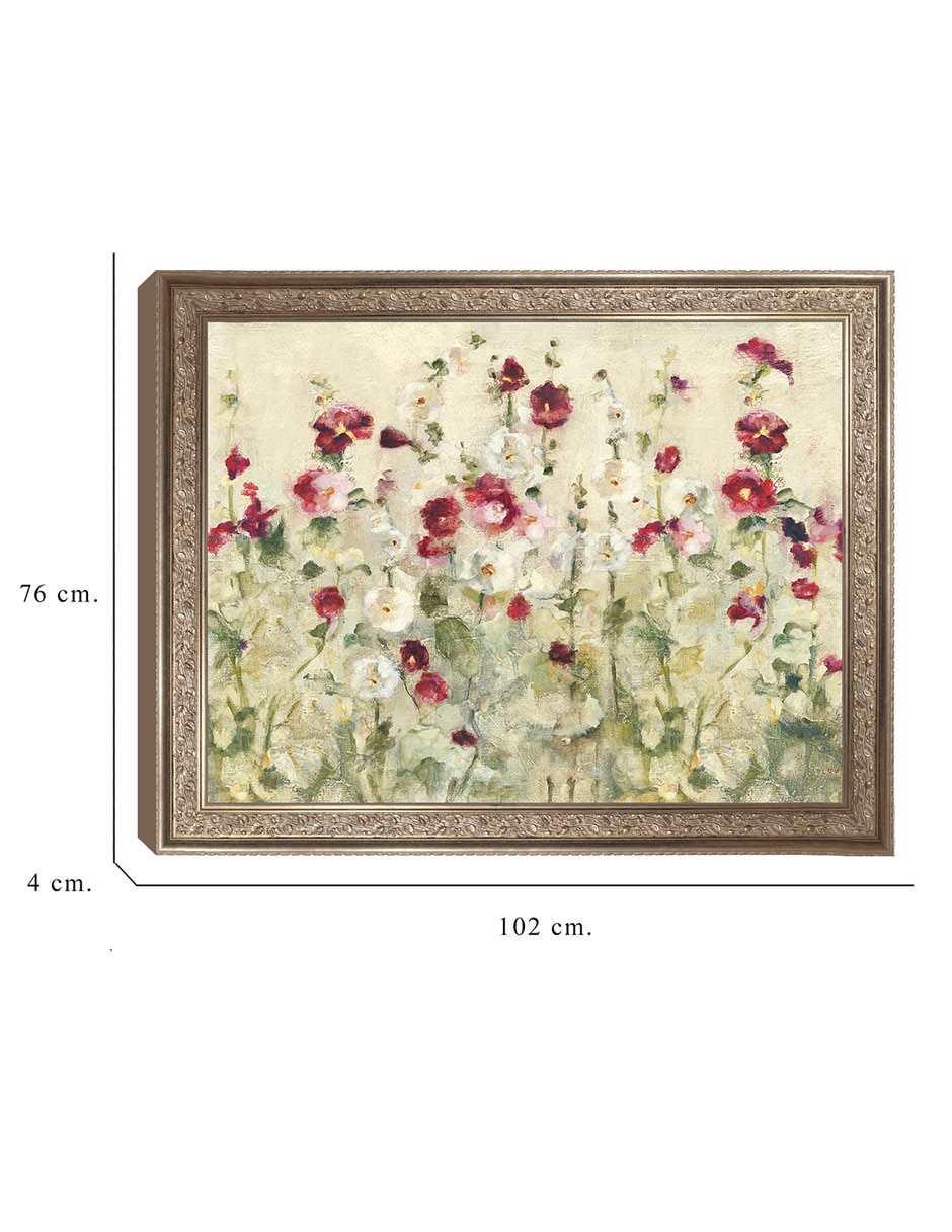 Cuadro decorativo enmarcado- fila de malvas frías de cheri blum técnica mixta 8