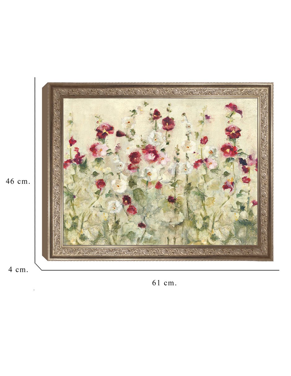 Cuadro decorativo enmarcado- fila de malvas frías de cheri blum técnica mixta 2