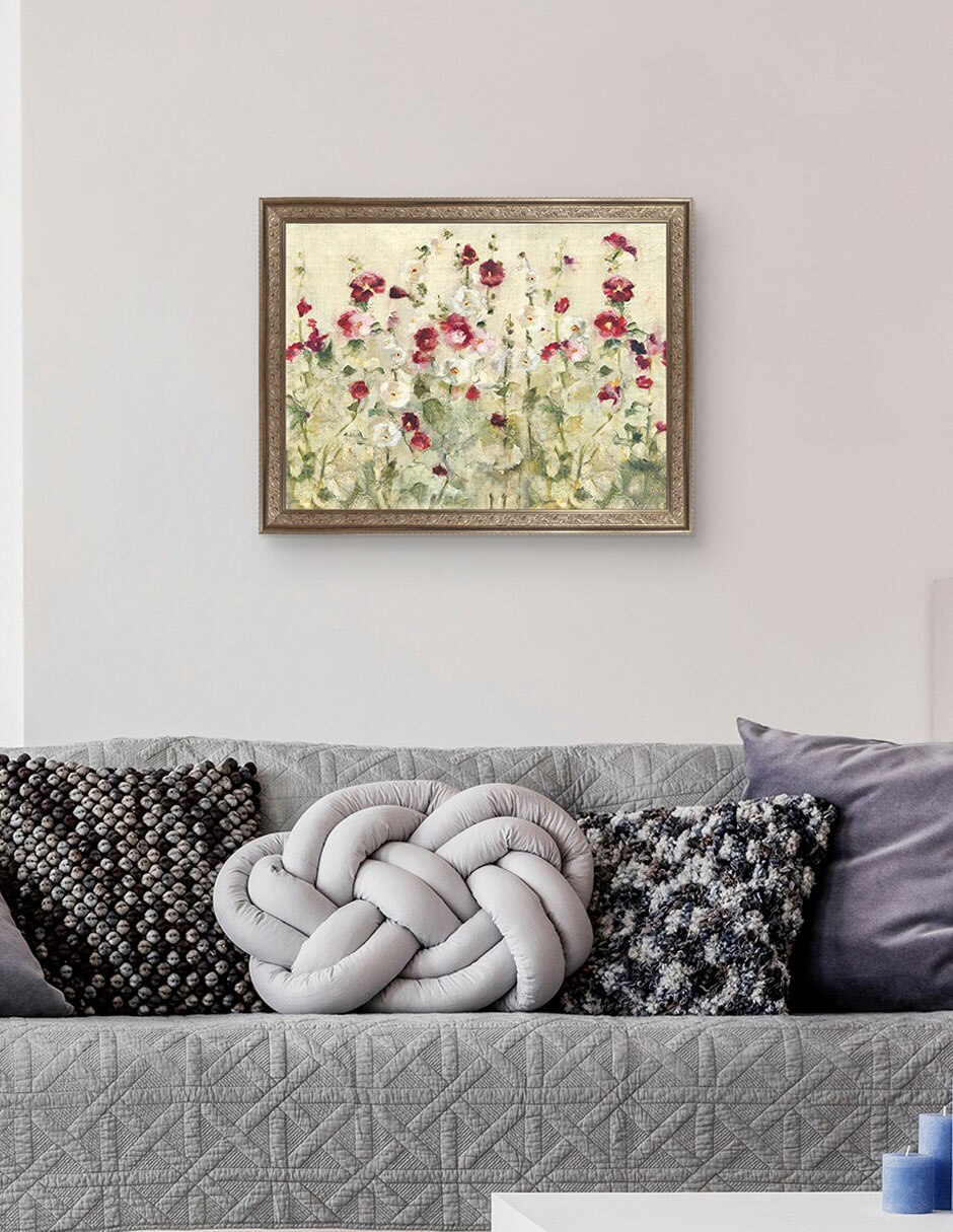 Cuadro decorativo enmarcado- fila de malvas frías de cheri blum técnica mixta 5