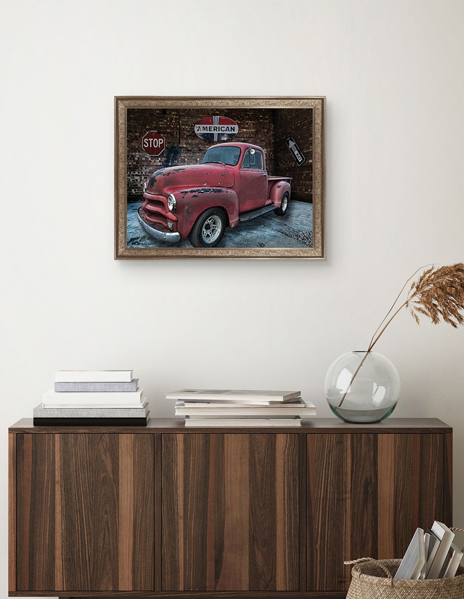 Cuadro decorativo enmarcado- camioneta chevrolet 1954 de lori hutchison técnica mixta 4