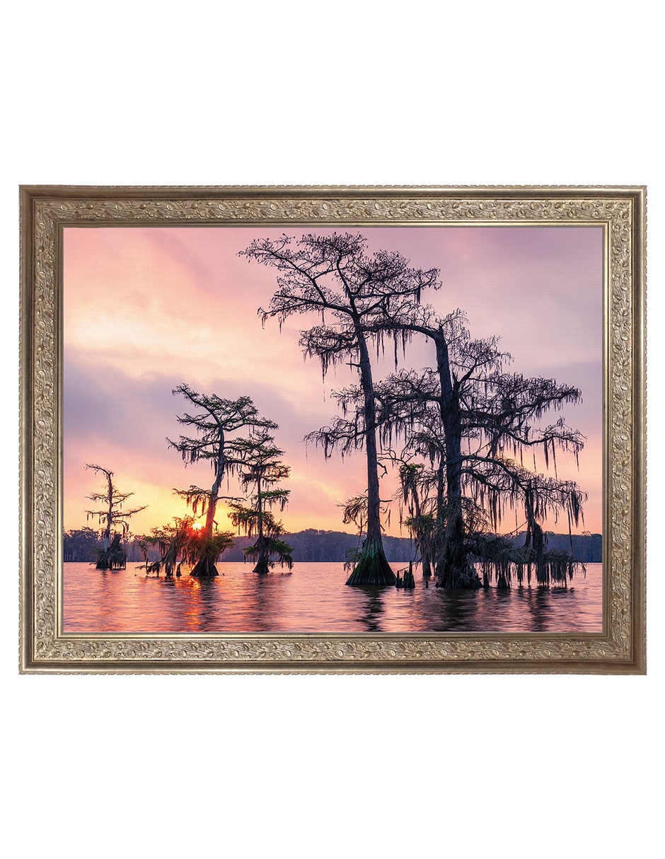 Cuadro decorativo Enmarcado- Amanecer sobre el lago Palourde de Andy Crawford mixta