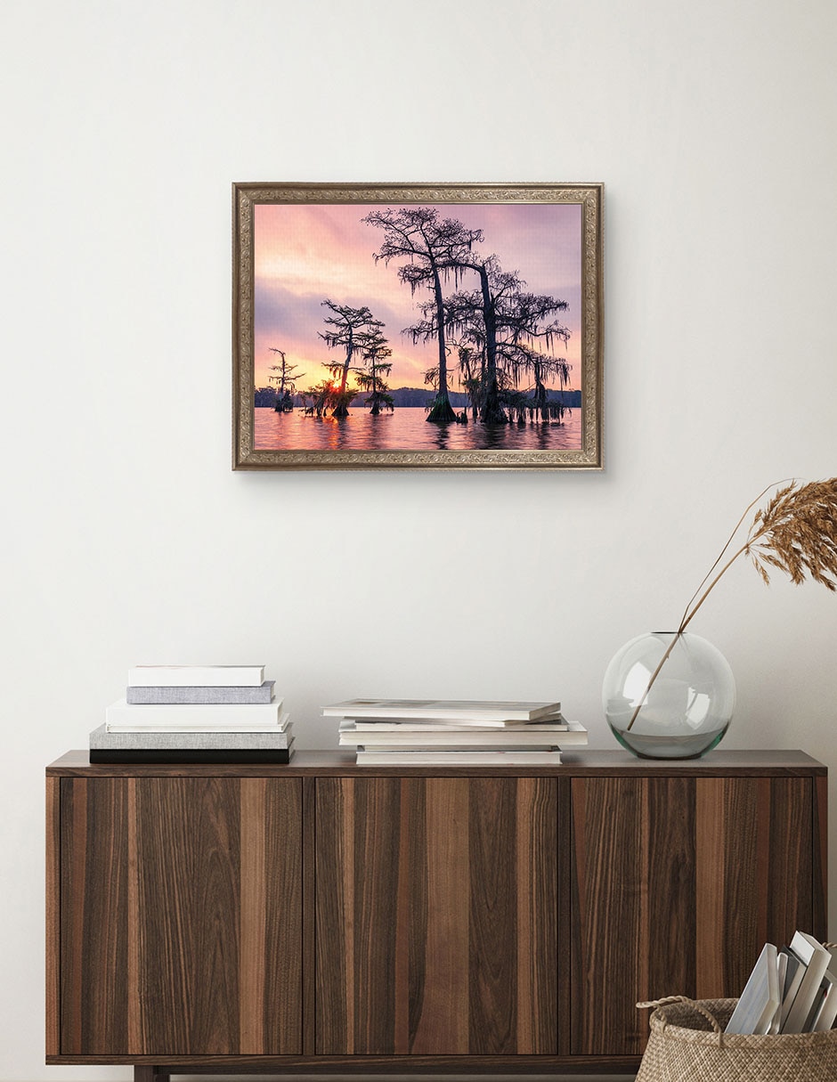 Cuadro decorativo Enmarcado- Amanecer sobre el lago Palourde de Andy Crawford mixta 4