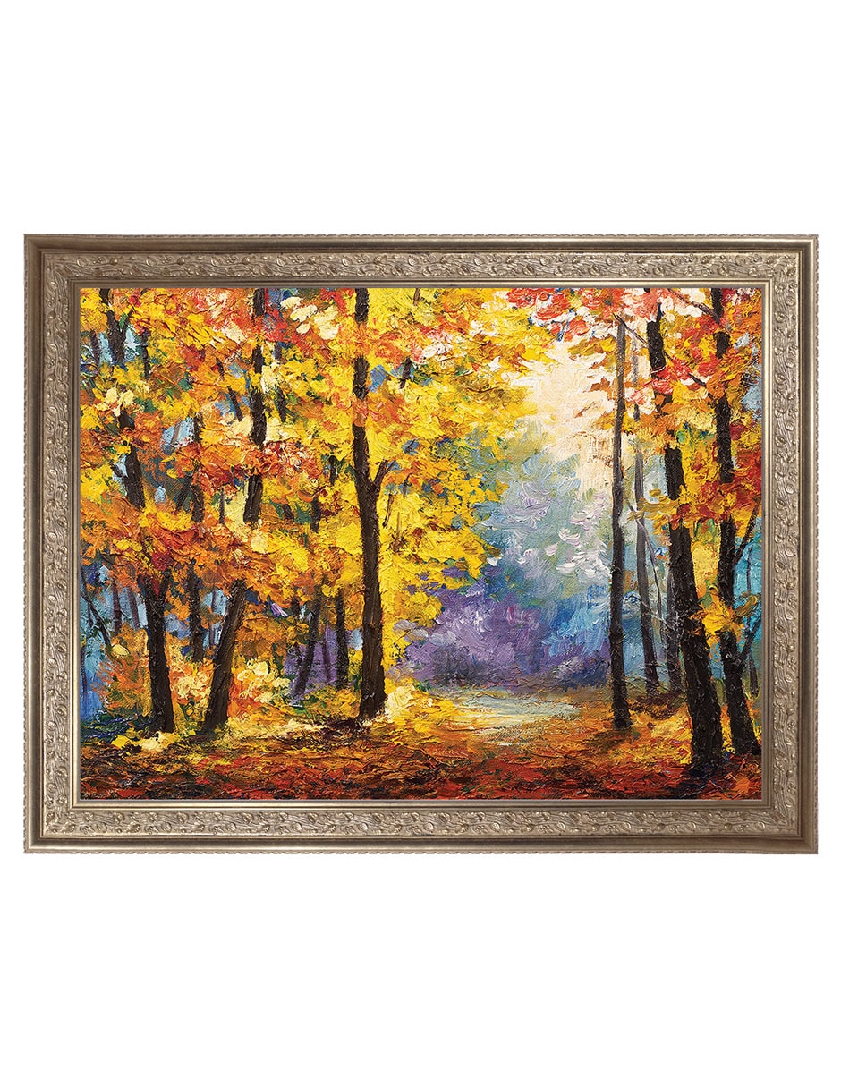 Cuadro decorativo Enmarcado- Sendero de río en colores otoñales de DP Gallery mixta