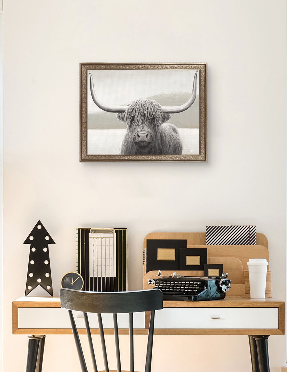 Cuadro decorativo Enmarcado- Vaca de las tierras altas de James Wiens mixta 3