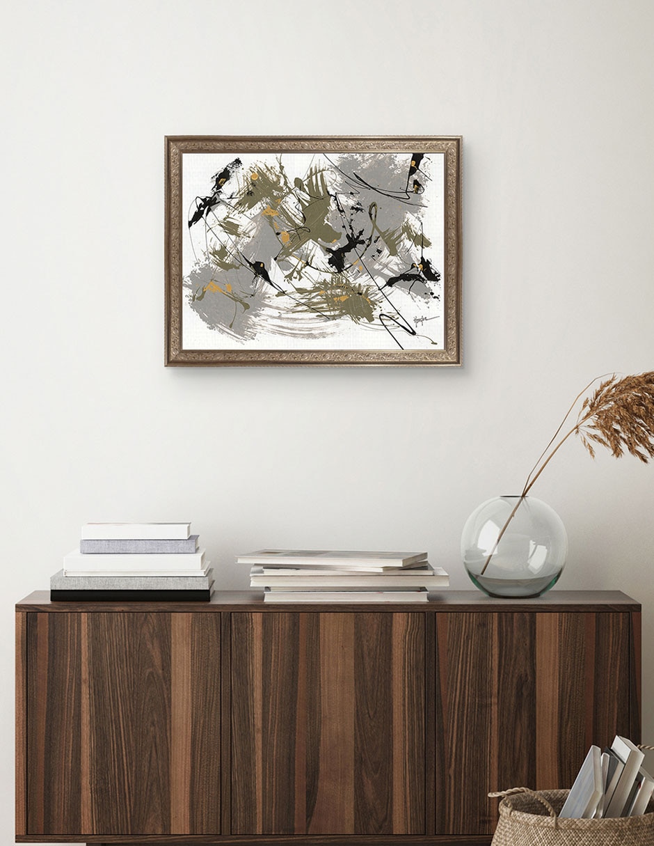 Cuadro decorativo Negro y dorado 1 de Dan Houston técnica mixta 4